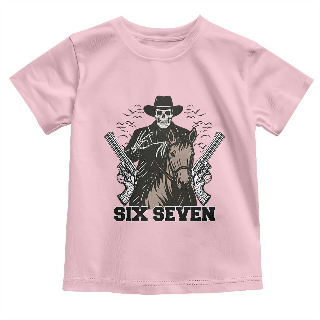 Six Seven Meme Skeleton Cowboy Toddler T Shirt Funny Western Gift TS12 Light Pink Print Your Wear