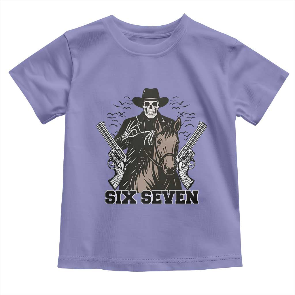 Six Seven Meme Skeleton Cowboy Toddler T Shirt Funny Western Gift TS12 Violet Print Your Wear