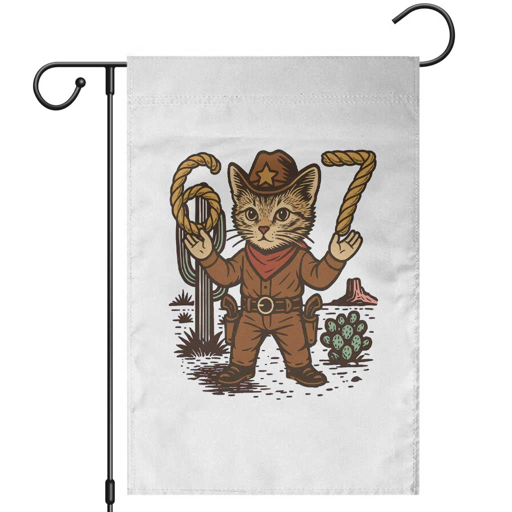 Funny Cowcat Six Seven Meme Garden Flag Gen Alpha 67 Trend Gift TS12 White Print Your Wear