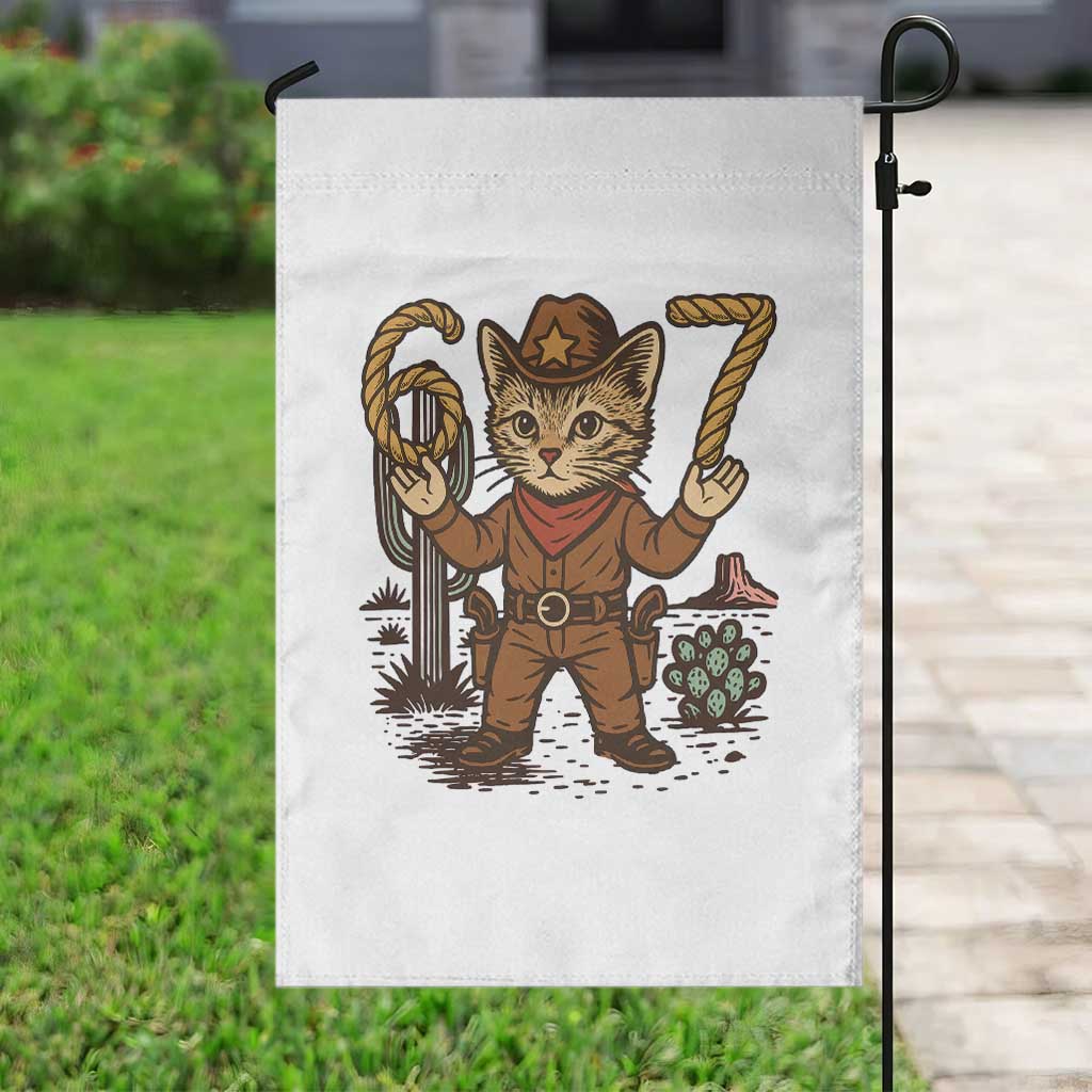 Funny Cowcat Six Seven Meme Garden Flag Gen Alpha 67 Trend Gift TS12 Print Your Wear