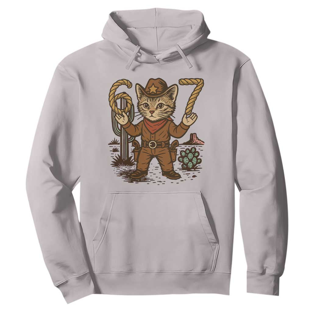 Funny Cowcat Six Seven Meme Hoodie Gen Alpha 67 Trend Gift TS12 Ice Gray Print Your Wear