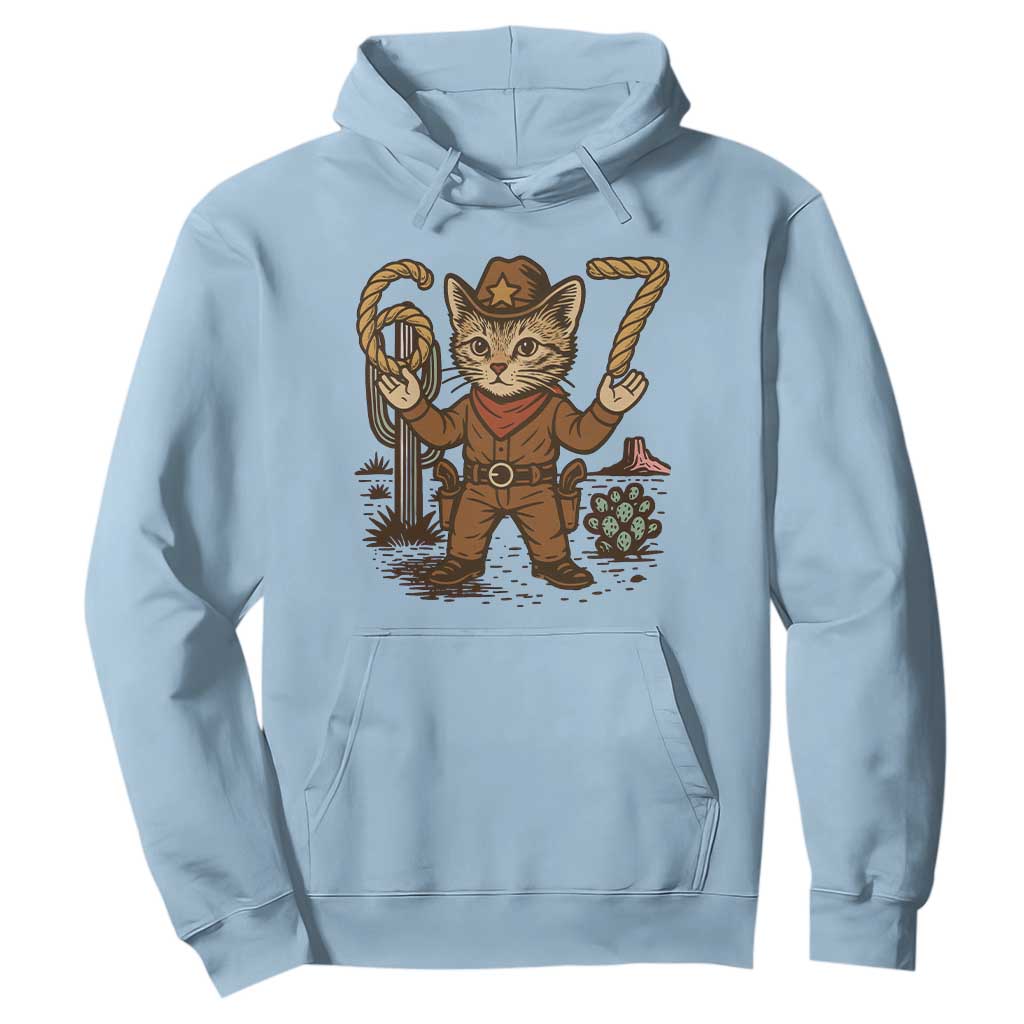 Funny Cowcat Six Seven Meme Hoodie Gen Alpha 67 Trend Gift TS12 Light Blue Print Your Wear