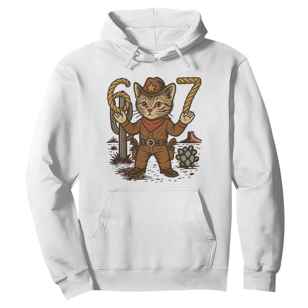 Funny Cowcat Six Seven Meme Hoodie Gen Alpha 67 Trend Gift TS12 White Print Your Wear