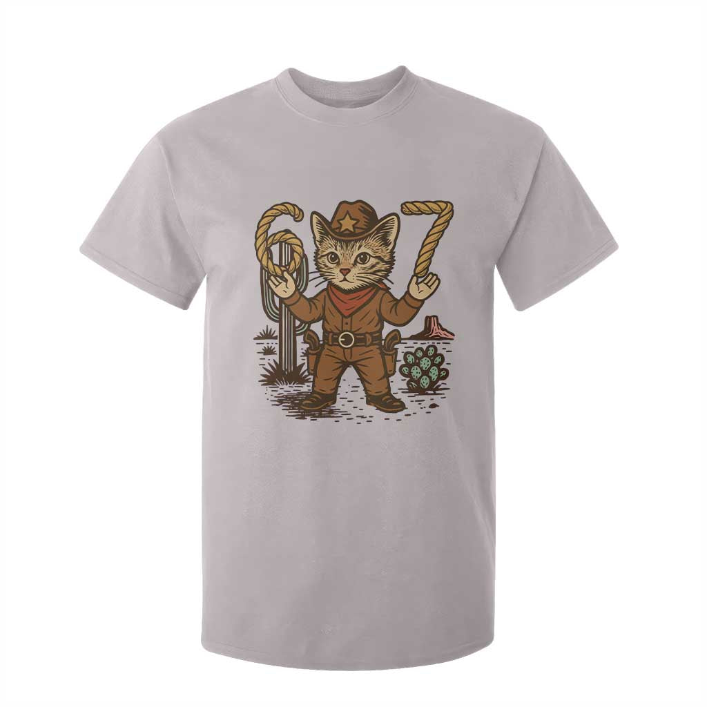 Funny Cowcat Six Seven Meme T Shirt For Kid Gen Alpha 67 Trend Gift TS12 Ice Gray Print Your Wear