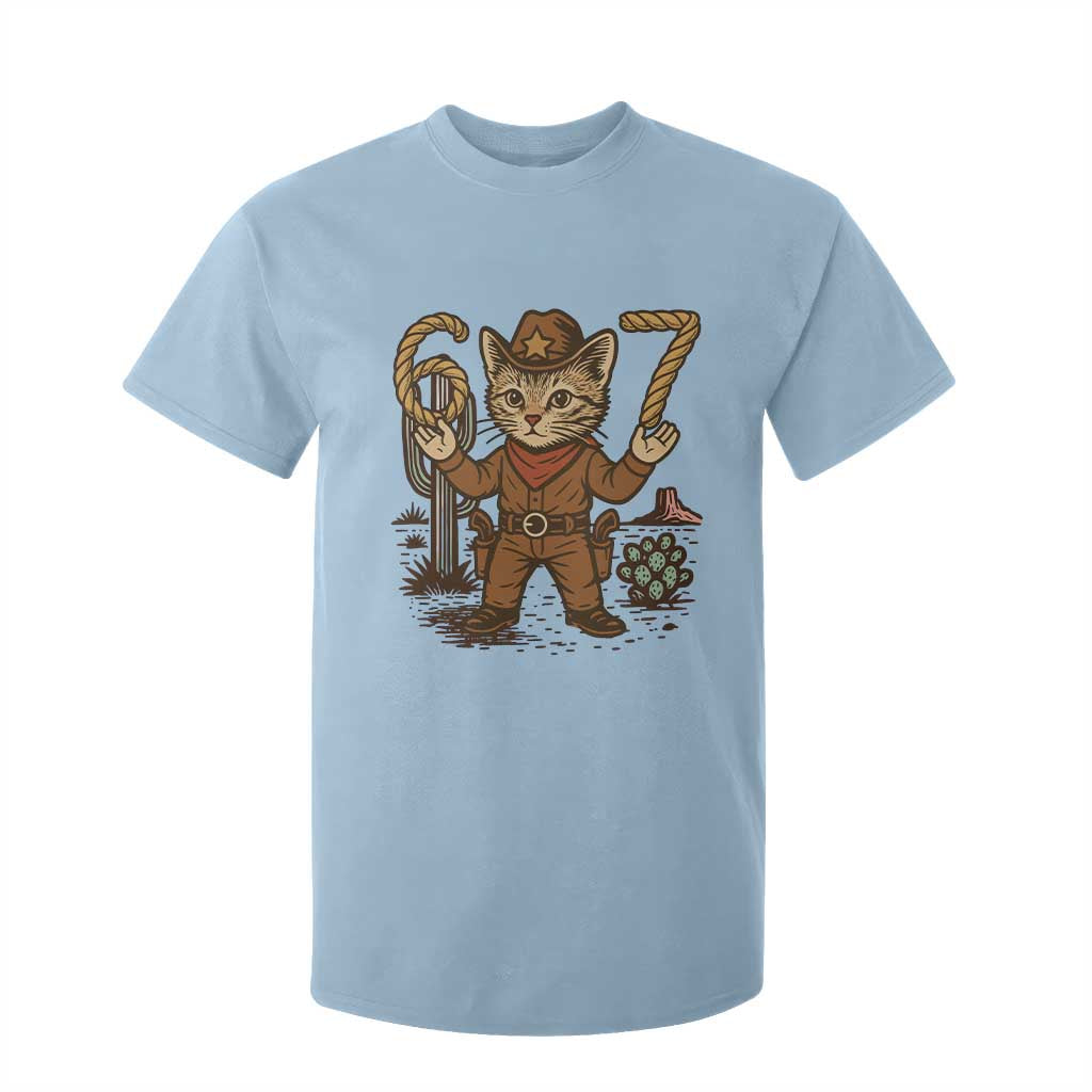 Funny Cowcat Six Seven Meme T Shirt For Kid Gen Alpha 67 Trend Gift TS12 Light Blue Print Your Wear