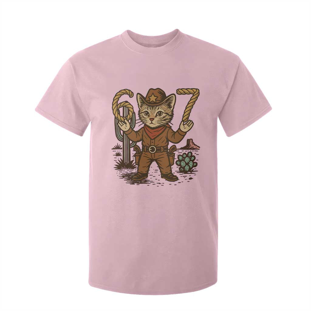 Funny Cowcat Six Seven Meme T Shirt For Kid Gen Alpha 67 Trend Gift TS12 Light Pink Print Your Wear