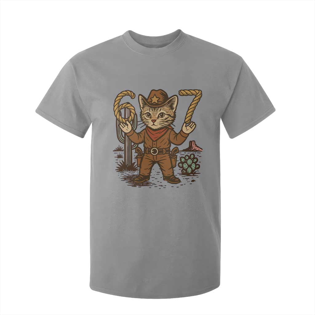 Funny Cowcat Six Seven Meme T Shirt For Kid Gen Alpha 67 Trend Gift TS12 Sport Gray Print Your Wear