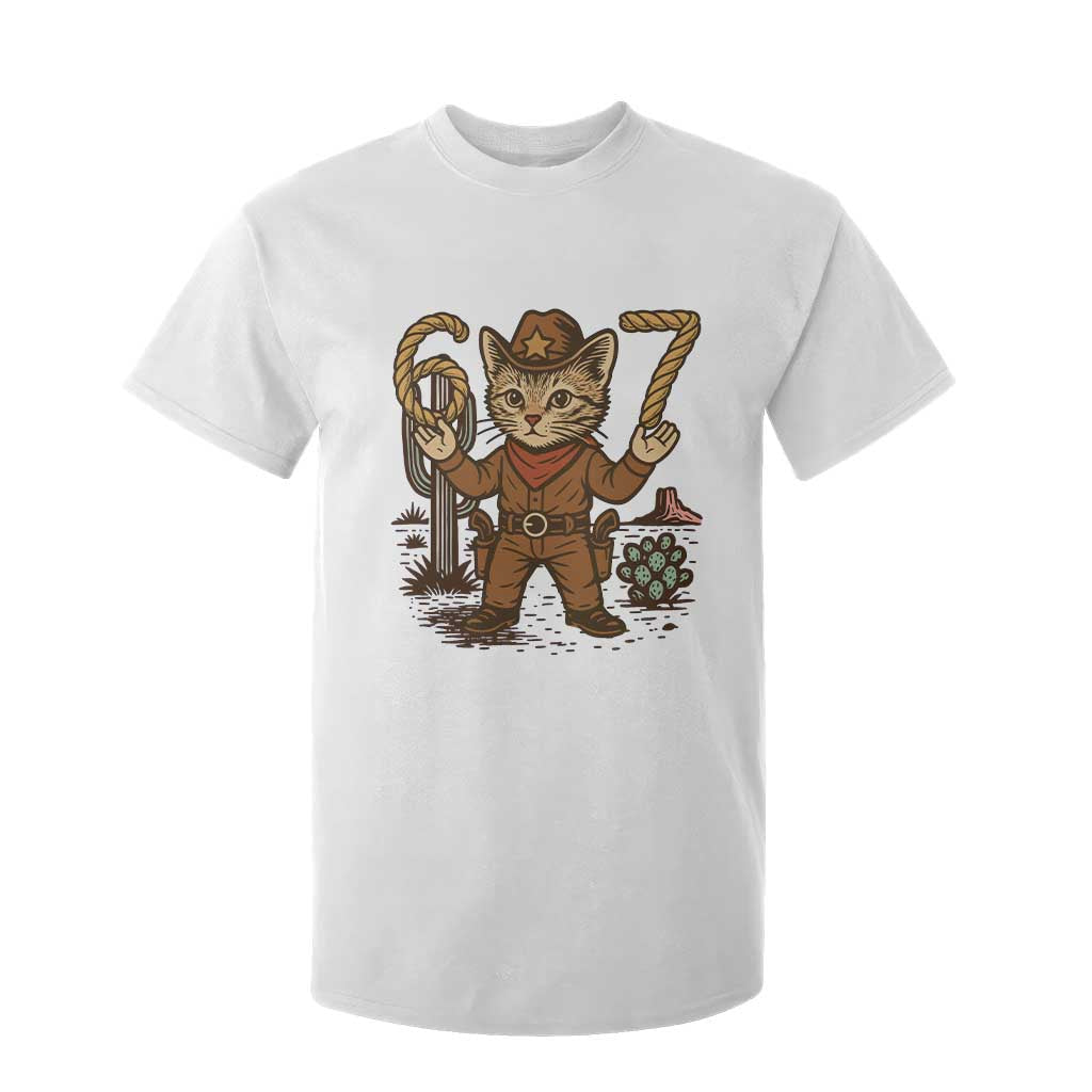 Funny Cowcat Six Seven Meme T Shirt For Kid Gen Alpha 67 Trend Gift TS12 White Print Your Wear