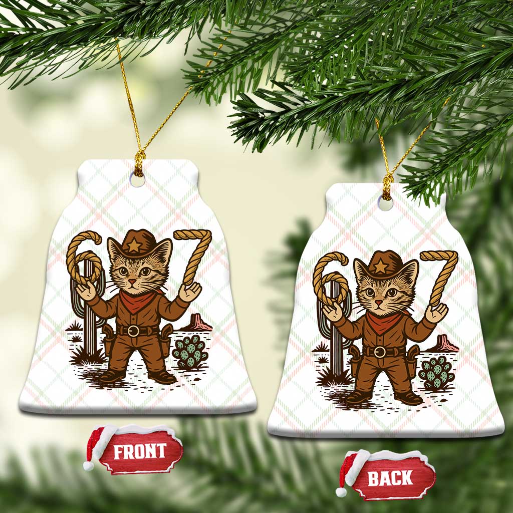 Funny Cowcat Six Seven Meme Ceramic Ornament Gen Alpha 67 Trend Gift TS12 Print Your Wear