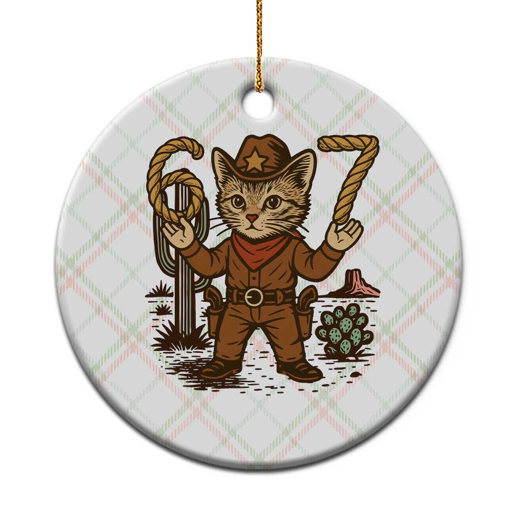 Funny Cowcat Six Seven Meme Ceramic Ornament Gen Alpha 67 Trend Gift TS12 1pc Christmas Plaid Print Your Wear
