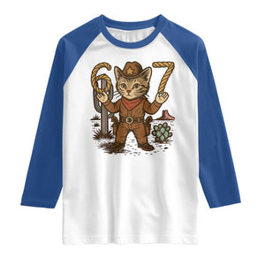 Funny Cowcat Six Seven Meme Raglan Shirt Gen Alpha 67 Trend Gift TS12 White Royal Print Your Wear