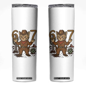 Funny Cowcat Six Seven Meme Skinny Tumbler Gen Alpha 67 Trend Gift TS12 White Print Your Wear