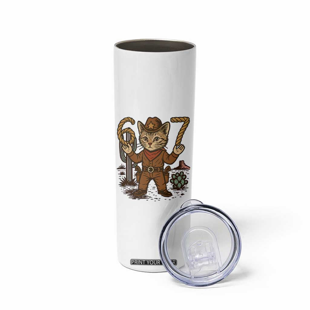 Funny Cowcat Six Seven Meme Skinny Tumbler Gen Alpha 67 Trend Gift TS12 Print Your Wear