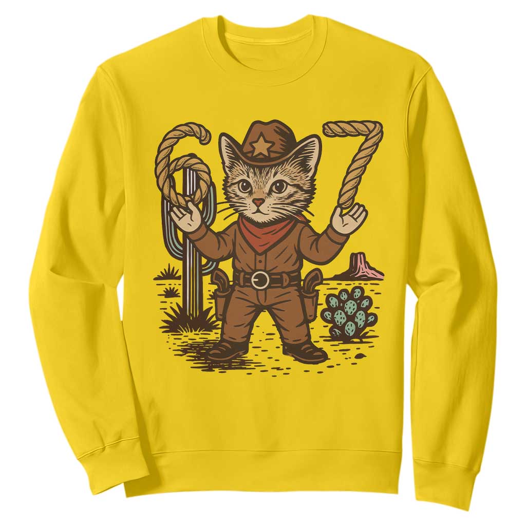 Funny Cowcat Six Seven Meme Sweatshirt Gen Alpha 67 Trend Gift TS12 Daisy Print Your Wear