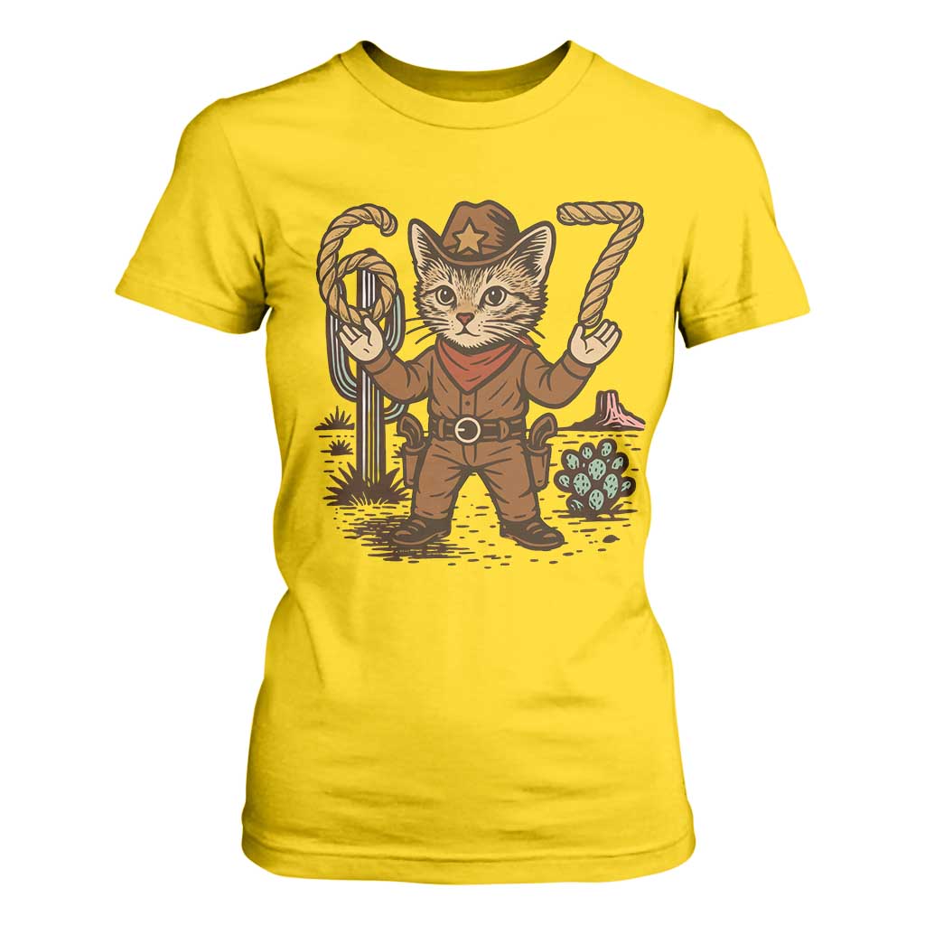 Funny Cowcat Six Seven Meme T Shirt For Women Gen Alpha 67 Trend Gift TS12 Daisy Print Your Wear