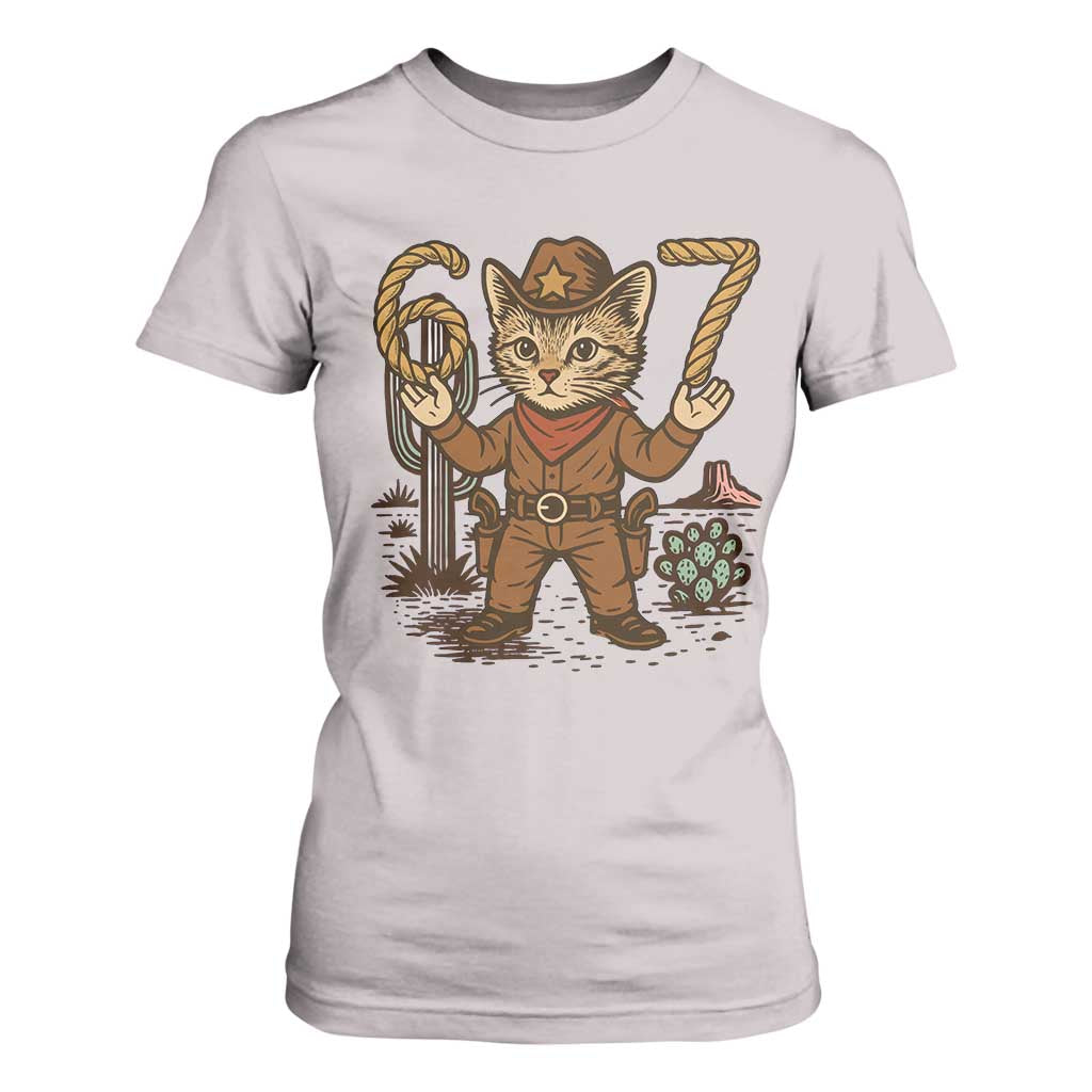 Funny Cowcat Six Seven Meme T Shirt For Women Gen Alpha 67 Trend Gift TS12 Ice Gray Print Your Wear
