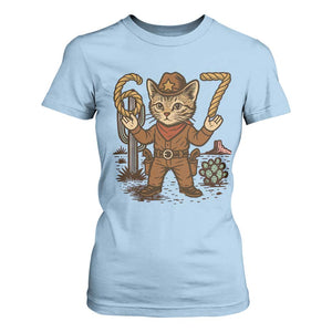 Funny Cowcat Six Seven Meme T Shirt For Women Gen Alpha 67 Trend Gift TS12 Light Blue Print Your Wear