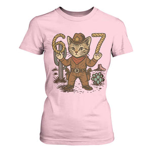 Funny Cowcat Six Seven Meme T Shirt For Women Gen Alpha 67 Trend Gift TS12 Light Pink Print Your Wear