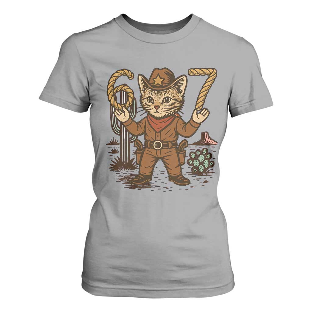 Funny Cowcat Six Seven Meme T Shirt For Women Gen Alpha 67 Trend Gift TS12 Sport Gray Print Your Wear