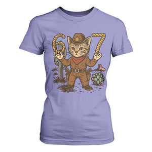 Funny Cowcat Six Seven Meme T Shirt For Women Gen Alpha 67 Trend Gift TS12 Violet Print Your Wear