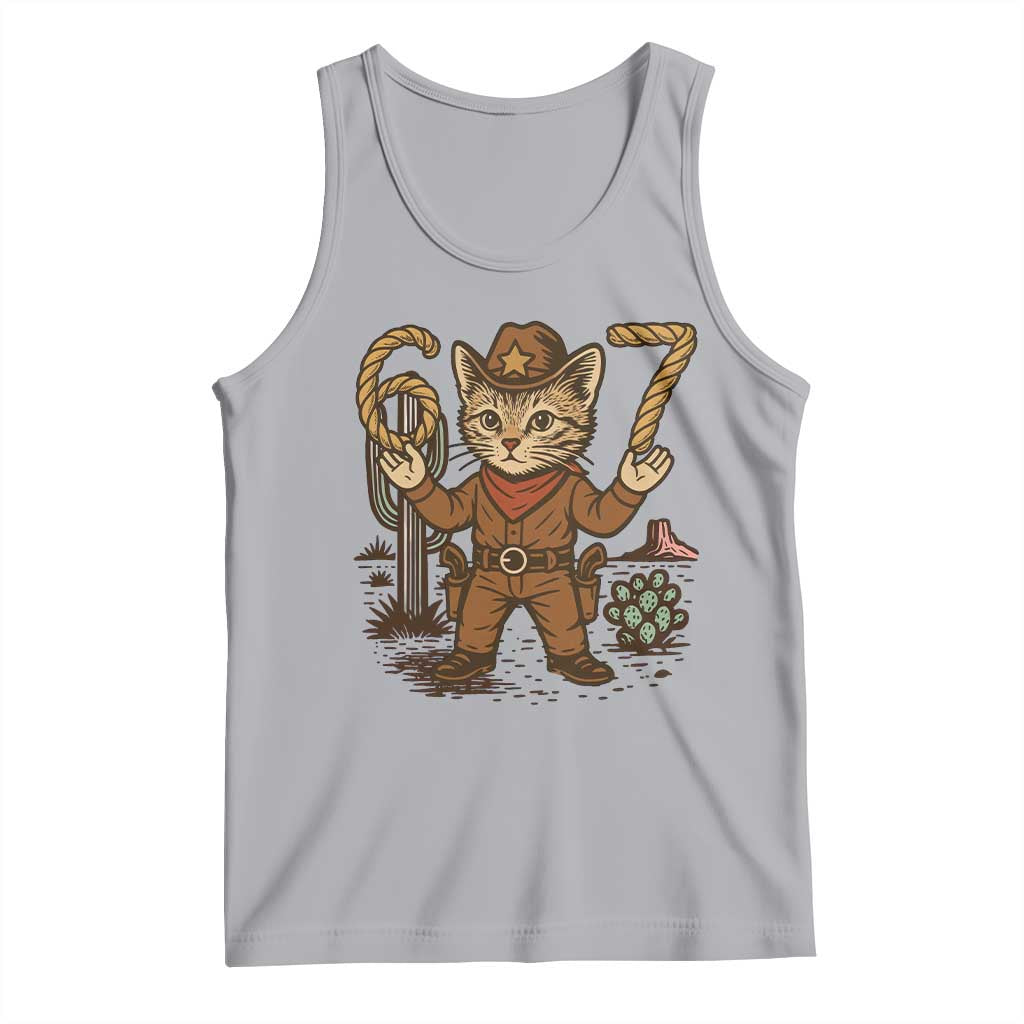 Funny Cowcat Six Seven Meme Tank Top Gen Alpha 67 Trend Gift TS12 Athletic Heather Print Your Wear
