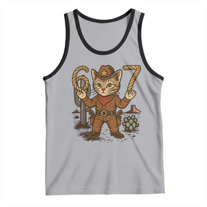 Funny Cowcat Six Seven Meme Tank Top Gen Alpha 67 Trend Gift TS12 Athletic Heather Black Print Your Wear
