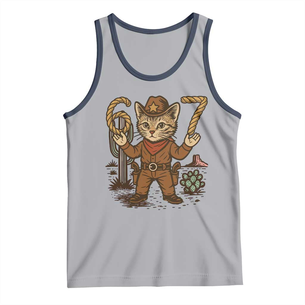 Funny Cowcat Six Seven Meme Tank Top Gen Alpha 67 Trend Gift TS12 Athletic Heather Navy Print Your Wear