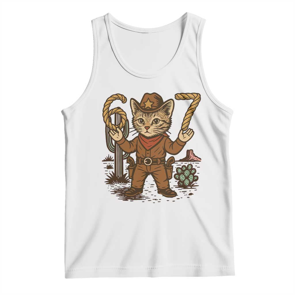 Funny Cowcat Six Seven Meme Tank Top Gen Alpha 67 Trend Gift TS12 White Print Your Wear