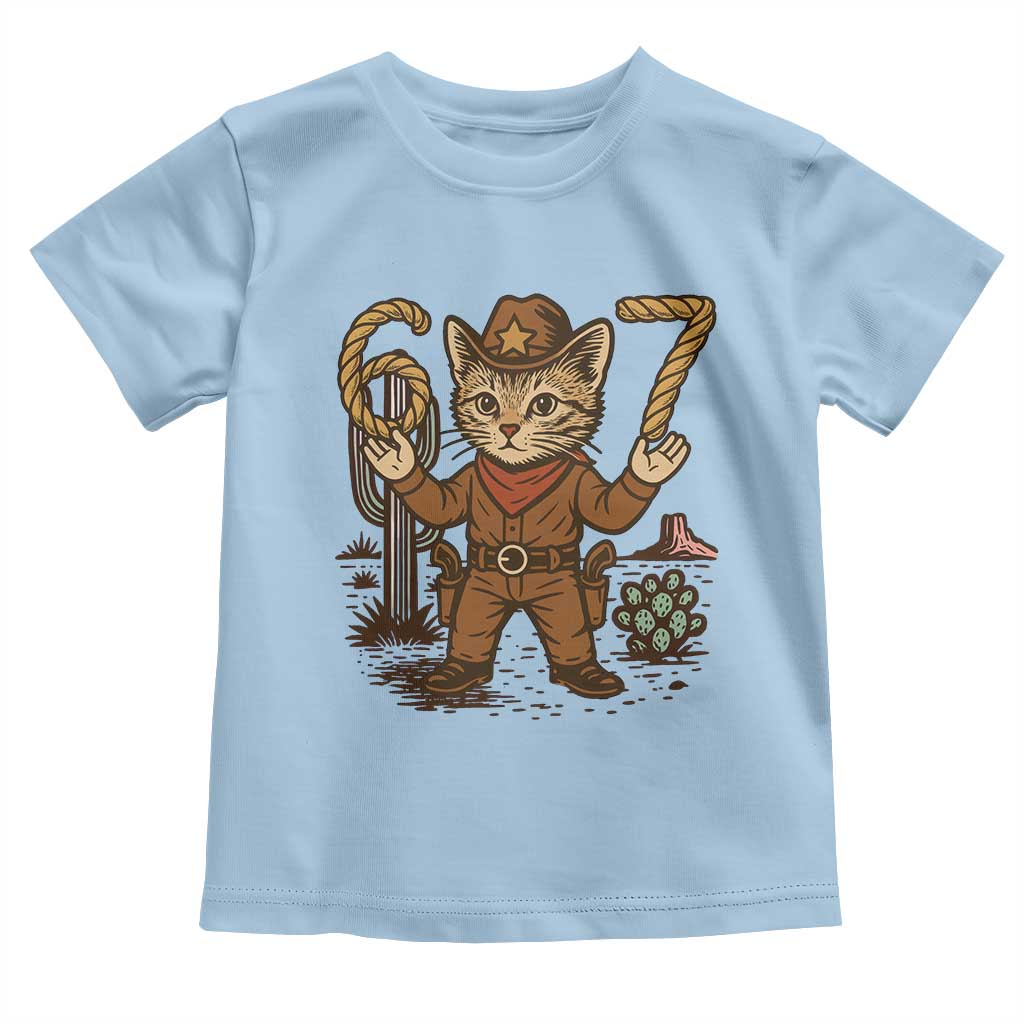 Funny Cowcat Six Seven Meme Toddler T Shirt Gen Alpha 67 Trend Gift TS12 Light Blue Print Your Wear