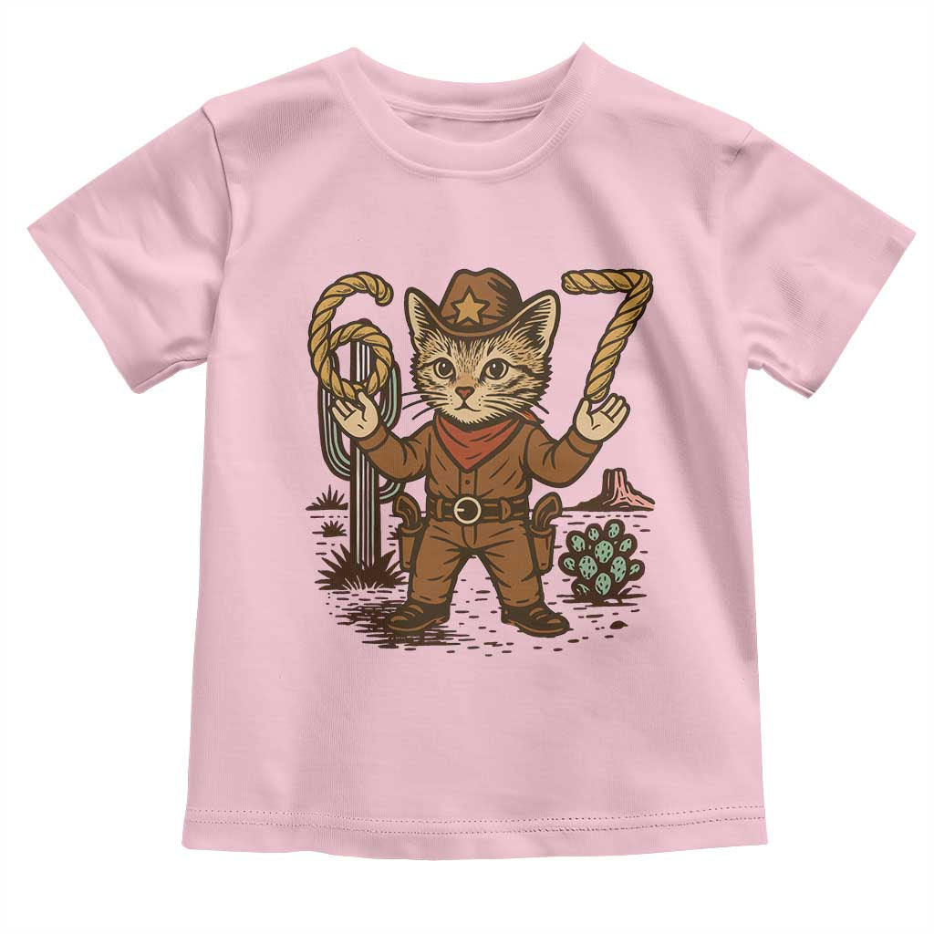 Funny Cowcat Six Seven Meme Toddler T Shirt Gen Alpha 67 Trend Gift TS12 Light Pink Print Your Wear