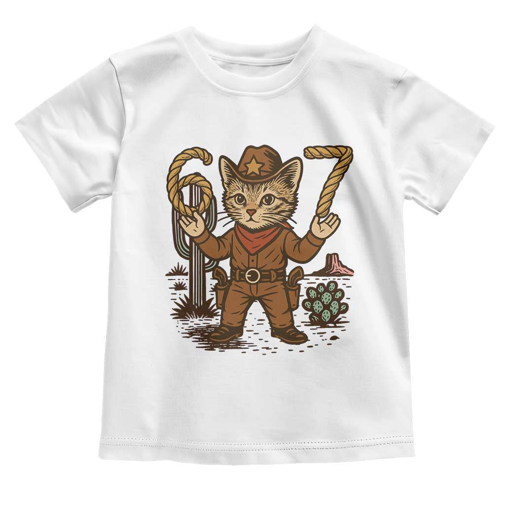 Funny Cowcat Six Seven Meme Toddler T Shirt Gen Alpha 67 Trend Gift TS12 White Print Your Wear