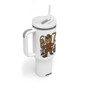 Funny Cowcat Six Seven Meme Tumbler With Handle Gen Alpha 67 Trend Gift TS12 Print Your Wear
