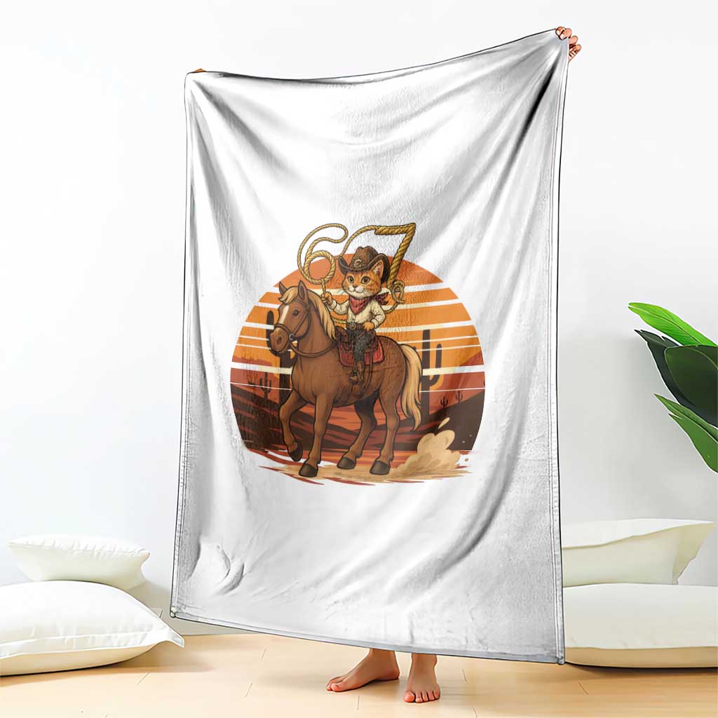 Funny Cowcat Six Seven Meme Throw Blanket Western 67 Trend Gift TS12 Print Your Wear