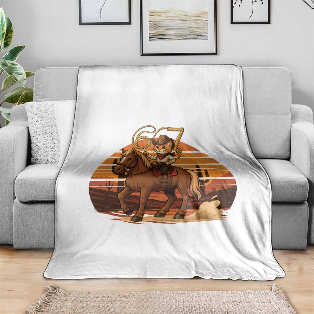 Funny Cowcat Six Seven Meme Throw Blanket Western 67 Trend Gift TS12 Print Your Wear