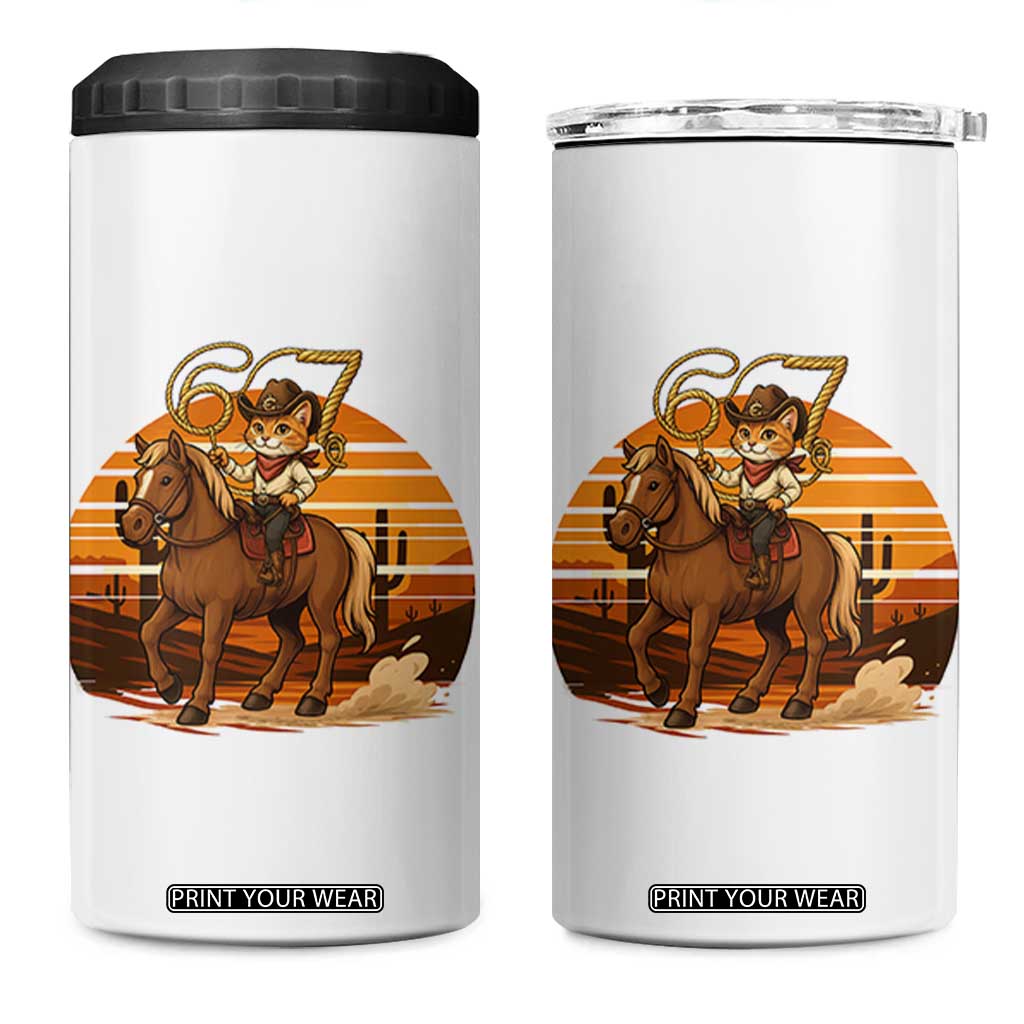 Funny Cowcat Six Seven Meme 4 in 1 Can Cooler Tumbler Western 67 Trend Gift TS12 One Size: 16 oz White Print Your Wear