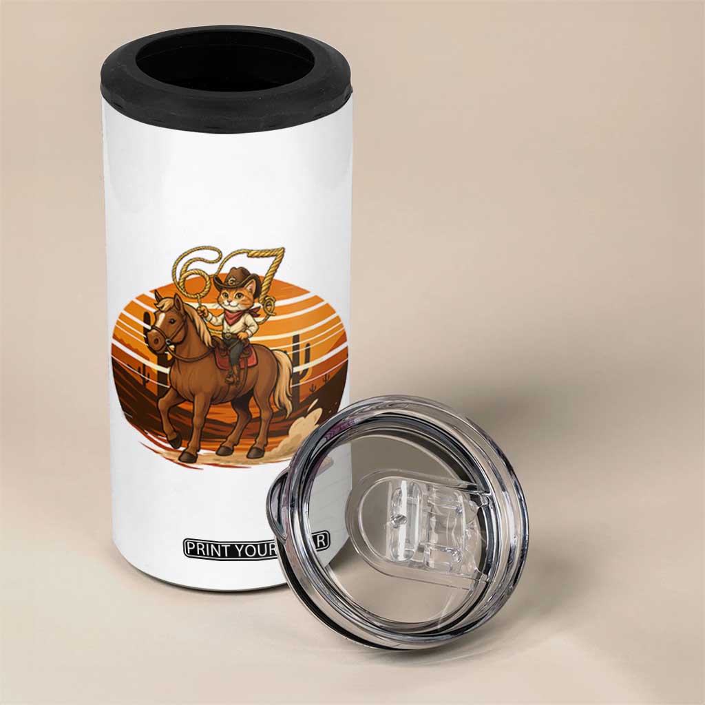 Funny Cowcat Six Seven Meme 4 in 1 Can Cooler Tumbler Western 67 Trend Gift TS12 Print Your Wear