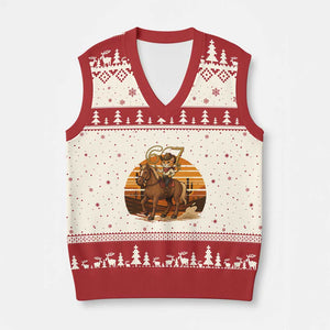 Funny Cowcat Six Seven Meme V-Neck Knit Sweater Vest Western 67 Trend Gift TS12 Beige Red Print Your Wear
