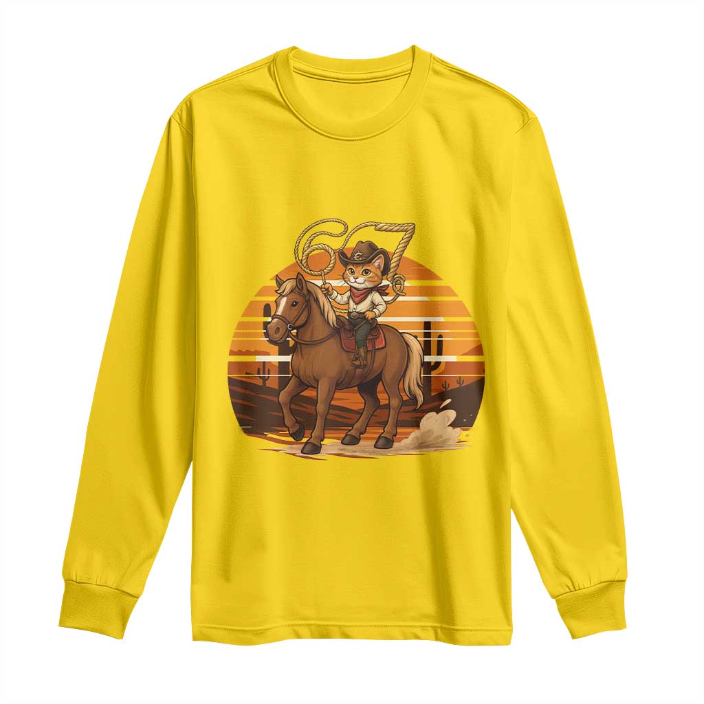 Funny Cowcat Six Seven Meme Long Sleeve Shirt Western 67 Trend Gift TS12 Daisy Print Your Wear