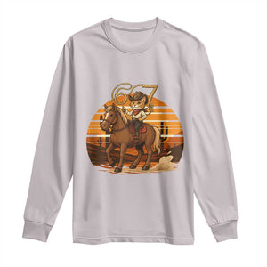 Funny Cowcat Six Seven Meme Long Sleeve Shirt Western 67 Trend Gift TS12 Ice Gray Print Your Wear