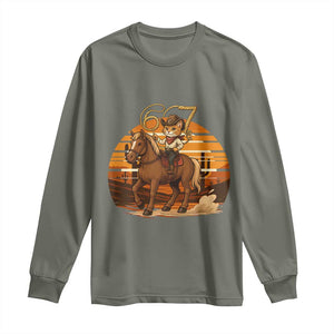 Funny Cowcat Six Seven Meme Long Sleeve Shirt Western 67 Trend Gift TS12 Military Green Print Your Wear