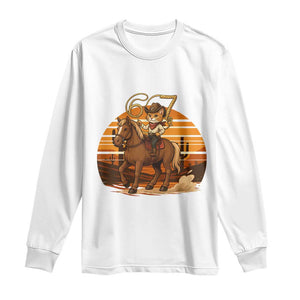 Funny Cowcat Six Seven Meme Long Sleeve Shirt Western 67 Trend Gift TS12 White Print Your Wear