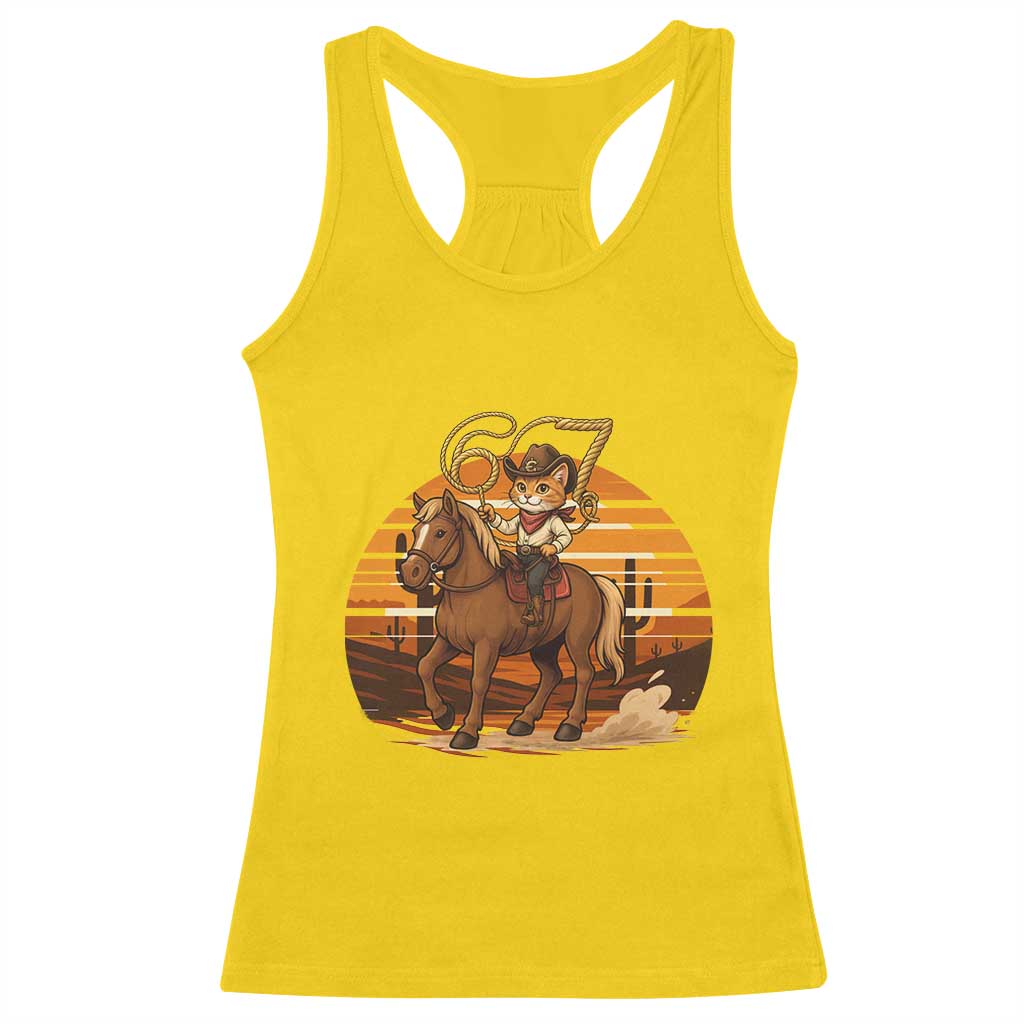 Funny Cowcat Six Seven Meme Racerback Tank Top Western 67 Trend Gift TS12 Daisy Print Your Wear