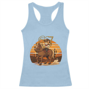 Funny Cowcat Six Seven Meme Racerback Tank Top Western 67 Trend Gift TS12 Light Blue Print Your Wear