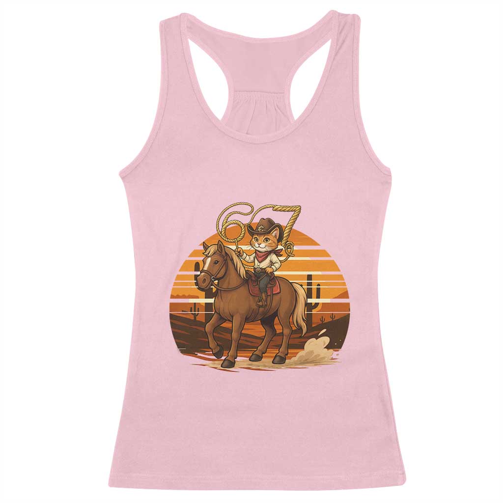 Funny Cowcat Six Seven Meme Racerback Tank Top Western 67 Trend Gift TS12 Light Pink Print Your Wear