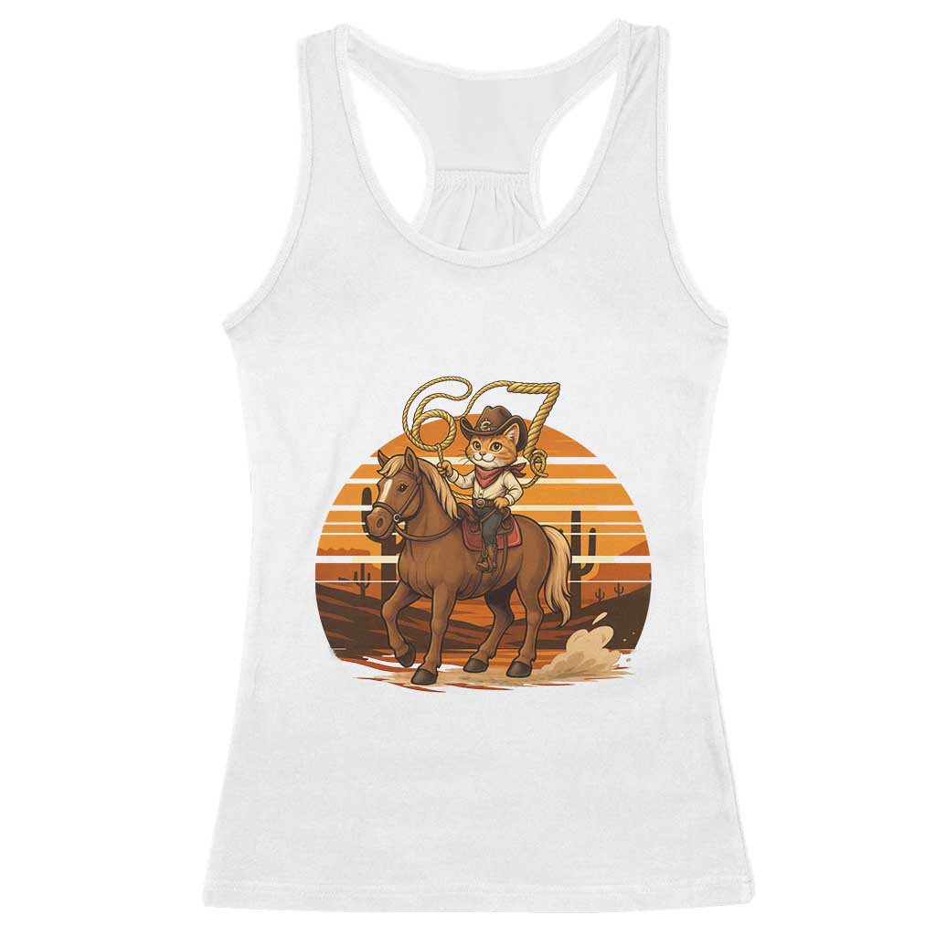 Funny Cowcat Six Seven Meme Racerback Tank Top Western 67 Trend Gift TS12 White Print Your Wear