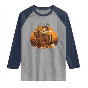 Funny Cowcat Six Seven Meme Raglan Shirt Western 67 Trend Gift TS12 Sport Gray Navy Print Your Wear