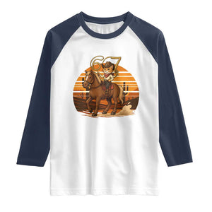 Funny Cowcat Six Seven Meme Raglan Shirt Western 67 Trend Gift TS12 White Navy Print Your Wear
