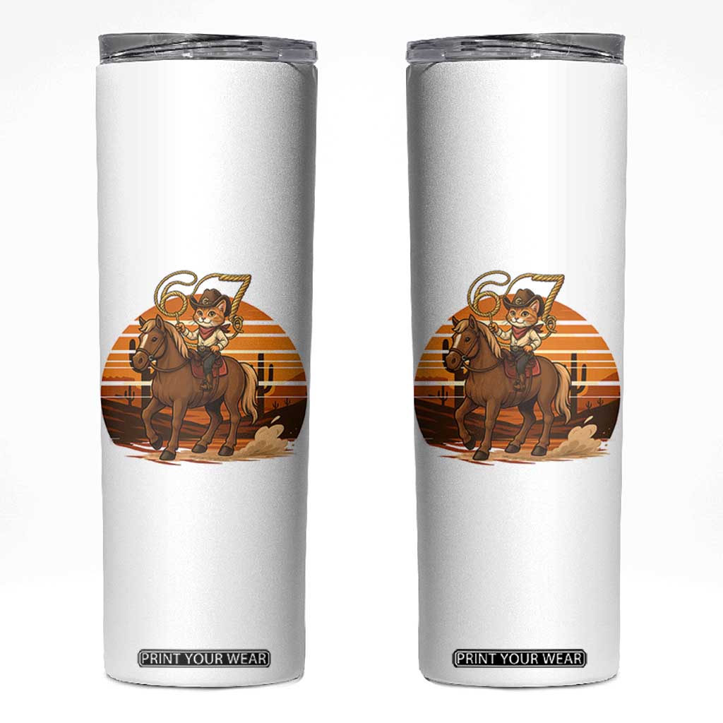 Funny Cowcat Six Seven Meme Skinny Tumbler Western 67 Trend Gift TS12 White Print Your Wear