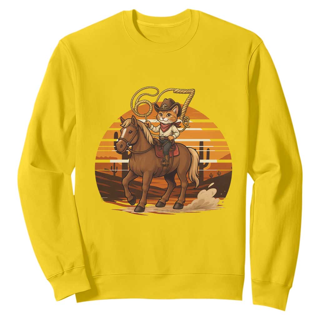 Funny Cowcat Six Seven Meme Sweatshirt Western 67 Trend Gift TS12 Daisy Print Your Wear