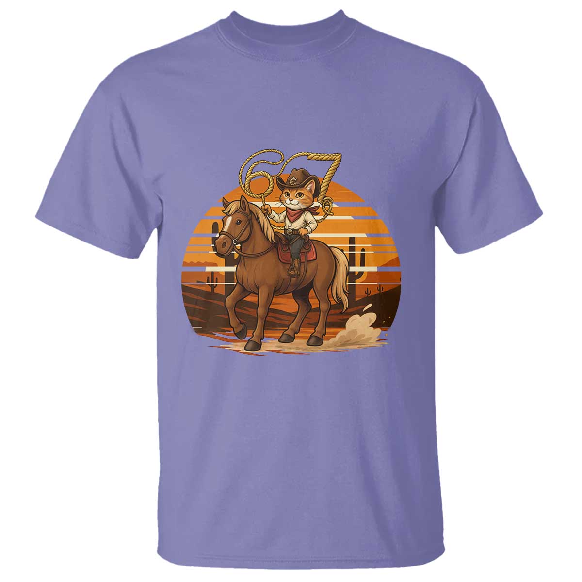 Funny Cowcat Six Seven Meme T Shirt Western 67 Trend Gift TS12 Violet Print Your Wear
